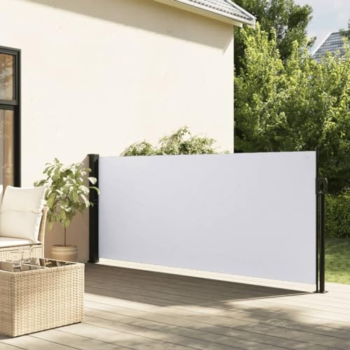 Keyroto Seitenmarkise Ausziehbar Weiß 140x300 cm, Seitenmarkis, Balkon Seitenmarkise, Windschutz Terrasse, Seitenmarkise Balkon, Seitenmarkiese