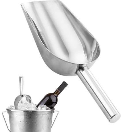 Pala de hielo de metal, pala de hielo para congelador, cuchara de helado de cocina de acero inoxidable para máquina de helados, accesorios de cocina, pala multiusos para granos de café, dulces,