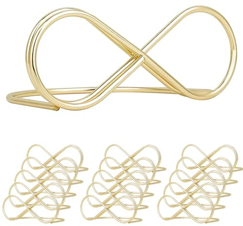 Csirnto 15 Stück Hochzeit Tischkartenhalter, Gold Metall Kartenhalter Tisch, Menükartenhalter, Kartenhalter Hochzeit, Fotohalter für Hochzeit Party Geburtstag Büro