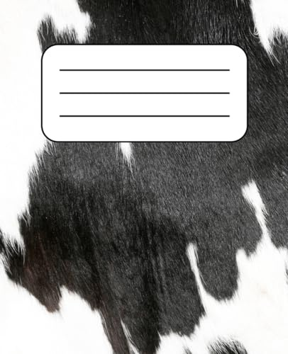 Black White Cowprint Lined Composition Notebook: 100 lined pages
