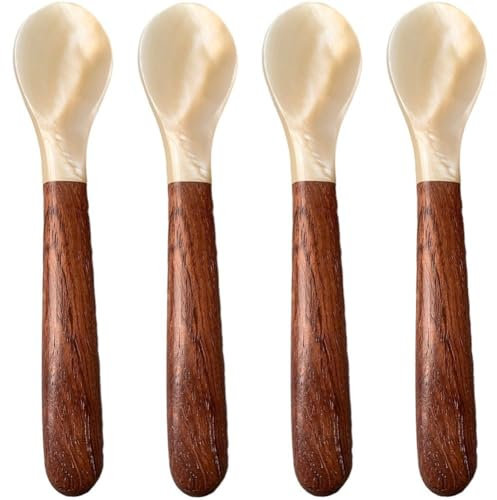 Cucharas para Servir Caviar 4 Piezas Cuchara De Caviar De Concha De Mar De Nácar Cucharas De Postre Cuchara De Aperitivo para Caviar Huevo Helado Café Cucharas De Postre