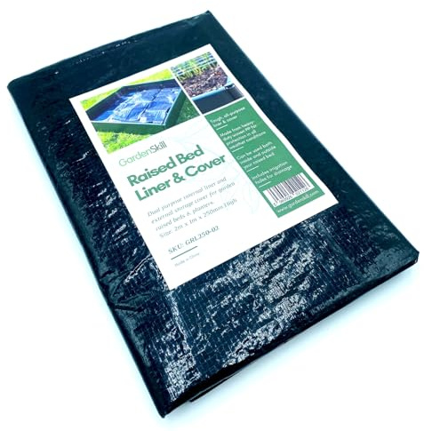 GardenSkill Raised Bed Liner & Cover | 2-in-1 Garden Planter Flower Box Vegetable Trough Lining Membrane | Heavy Duty Fabric for Outdoor Allotment Greenhouse Plants (2 x 1 x 0.25m H)