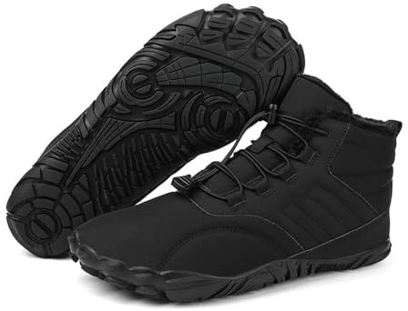 Men's Women's Winter Barefoot Hiking Boots, Slip On Warm Zero Drop Snow Boots, Wide Toe Box Ankle Booties, Minimalist Waterproof Shoes Sneakers Hike Shoes for Hiking Walking Outdoor Unisex