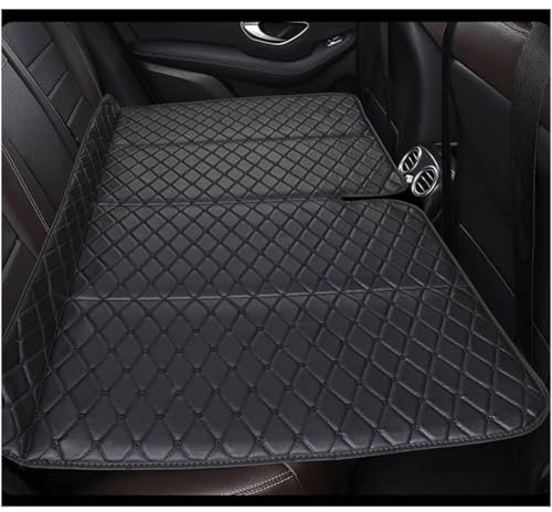 MANQII Nicht Aufblasbare Auto Matratze für VW T5 T6 Bus Multivan, PU-Leder Rücksitz Reise Schlafmatratze Auto-Klappbett Tragbare Zubehör, D/Black