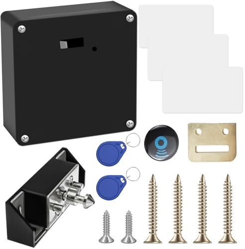 Serratura intelligente per cassetti: serratura elettronica con 2 portachiavi e 3 schede RFID, serratura per armadio nascosta con scheda sensore per armadio, cassetti, armadietti e fabbriche