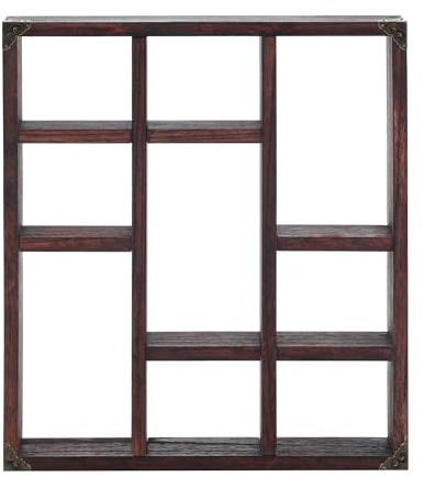 NIUBEST 45x40 cm Schattenschachtel-Regal mit 9 Fächern, rustikale Holz-Schweberegale, größeres Regal, leichtes Massivholz-Ausstellungsregal (Walnuss)