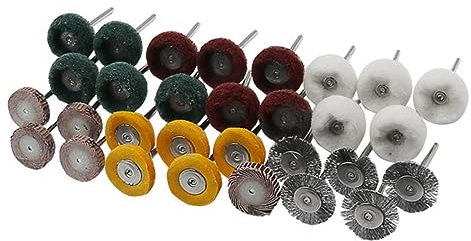JECOMPRIS 30pezzi Spazzole Metalliche Ruote Abrasive Kit Di Accessori Per Trapano Per Utensili Rotanti Spessore Per Pulizia Rimozione Ruggine Lucidatura Levigatura Spolveratura Rimozione Res