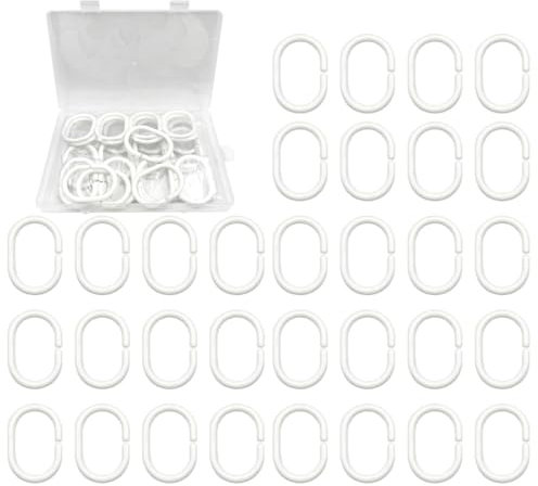 36Pcs Plastic Shower Curtain Rings White Shower Curtain Hooks for Bathroom Shower Rods