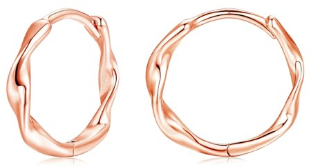 Loutade Creolen Silber 925 Klein, 925 Sterling Silber Oval Twisted Creolen | Hypoallergen Ohrringe Silber 925 Schlafen Knorpel Kreolen, CZ Leichte Silber Ohrringe Creolen für Damen Mädchen