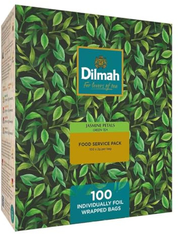 Dilmah - 100 sachets de thé - Thé de qualité supérieure de Ceylan - De doux et apaisant à aromatique et fort - Feuilles de thé cueillies à la main au Sri Lanka (Jasmin)