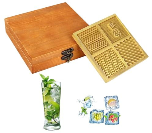 lisutupode Bandeja de diseñador de hielo, bandeja de hielo de latón,Molde de impresora IceBlock - Bandeja de diseño de fabricante de bloques de hielo elegante, cócteles accesorios de camarero whisky