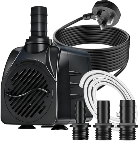 SongLong 1500L/H 25W Wire Length: 3m Submersible Water Pump - Ultra Quiet, 2M High Lift & Over Heating Protection for Water Features, Hydroponics, Fountains, Ponds