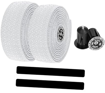 Fenteer 2 Stück Fahrradlenkerbänder, Fahrrad-Lenkerband, komfortable Fahrt, Stoßdämpfung, weiche Fahrradgriff-Wraps, Lenkerstopfen für Dropbar, Weiß