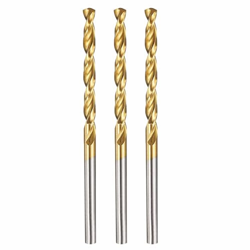 Kozelo 3pcs Drill Bit 3.4mm Diameter M42 8% Cobalt HSS for Hard Metal | Cutting Tool for Machining Hard Metal Stainless Steel Woodworking Handicraft Use, 135° Cutting Angle TiN