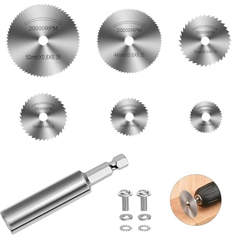 7 pezzi dischi da taglio per trapano, lame circolari HSS da 60 mm con asta esagonale da 1/4, strumenti versatili per il taglio di legno, plastica e metallo morbido