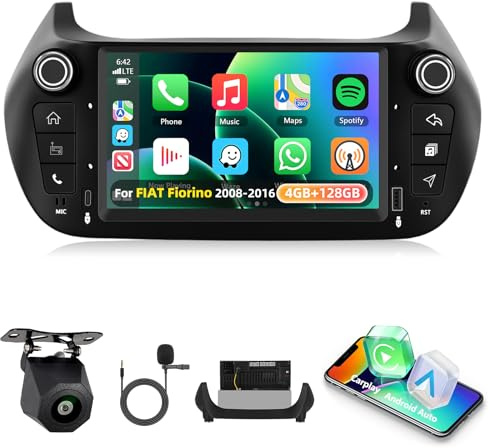 4GB+128GB Motorsi Carplay Autoradio per Fiat Fiorino 2008-2016, 7 IPS Touchscreen Android Auto Car Stereo con Bluetooth GPS Navi 5G WiFi RDS/FM Radio SWC EQ USB/Type-C Canbus + Telecamera Posteriore