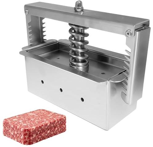 Kensbro Edelstahl Fleischpresse Fleischklopfer, Schinkenmacher Fleischpresse, Fleischpresse Werkzeugkasten, Presswerkzeug für hausgemachte Rindfleisch, Huhn, Schwein, Steaks, 1.5 KG