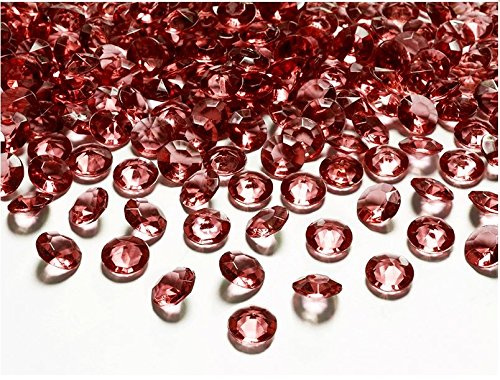 PartyDeco adc12 – 082-karton – 100 Dekosteine Diamanten aus PVC, dunkelrot