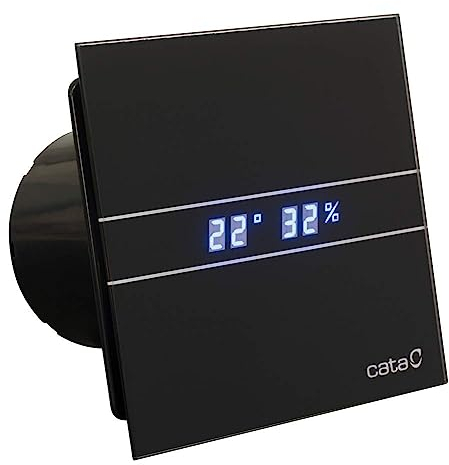 Cata | Extractor baño | Modelo e- 100 Gth BK | Estractor de baño Serie e Glass | Ventilador Extractores de aire | Extractor baño silencioso | Extractor aire para baño | color negro