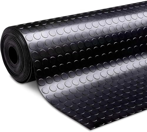 etm - Revêtement de Sol en Caoutchouc antidérapant - Tapis de Sol Usage Industriel - Protection amortissante Contre Les Chocs et l'usure pour Zones de Chargement - Flachnoppen, Noir 120x400 cm, 3mm