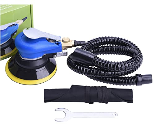 Staubfrei Exzenterschleifer Druckluft 125mm, Multischleifmaschine mit Staubsammler, professionelle Polierer Set