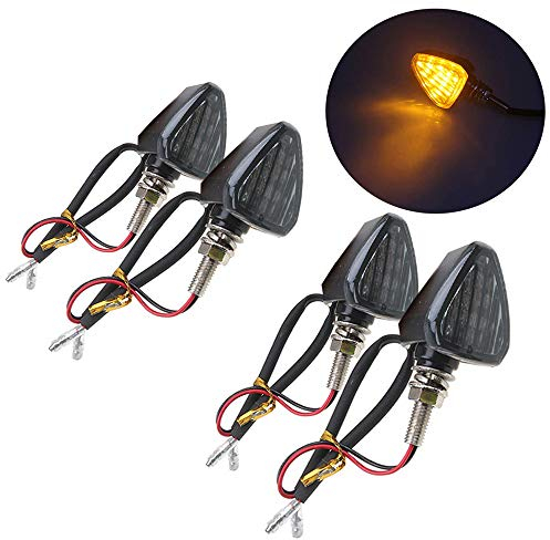 SFONIA 4pcs Indicateurs de Moto 15LED Clignotants Lumières 12V Étanche Universel pour Moto Scooter Quad Cruiser Off Road (Fumée)