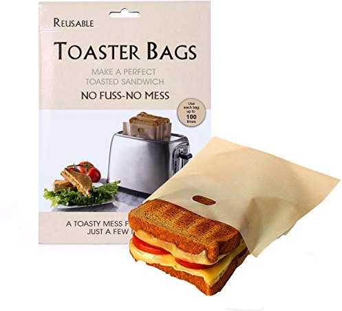 YAASO Toasterbag Wiederverwendbar Toasterbeutel Antihaft-Toastertüten Glutenfreies Sandwich Snack Käse Panini Toastertütchenset für Mikrowellentoaster Bis zu 100-mal wiederverwendbar 7PCS