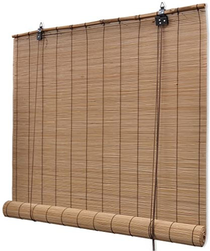 vidaXL Persiana Enrollable, Cortina de Privacidad, Estor de Ventana, Persiana de Protección Solar para Interiores, Bambú Marrón 80x220 cm