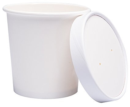 Belinlen 40 set 47 ml glasskoppar med lock – biologiskt nedbrytbara hämtningsskålsbehållare för efterrätt och soppa – kraftiga pappersmuggar (krämvit)