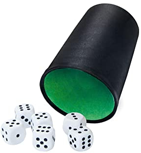 Noris Würfelbecher mit 6 Augenwürfeln – klassisches Spielzubehör für Kinder und Erwachsene – Becher und Würfel aus Kunststoff – geeignet für Würfelspiele, Brettspiele, Partys und Spieleabende