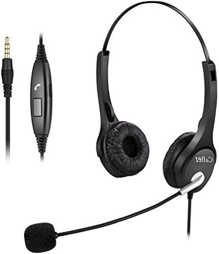 3.5mm Mobile Phone Headset with Microphone for PC Laptop Tablet, Computer Headphone for iPhone Samsung Skype Webinar Business Office Call Center, Clearer Voice, Ultra Comfort