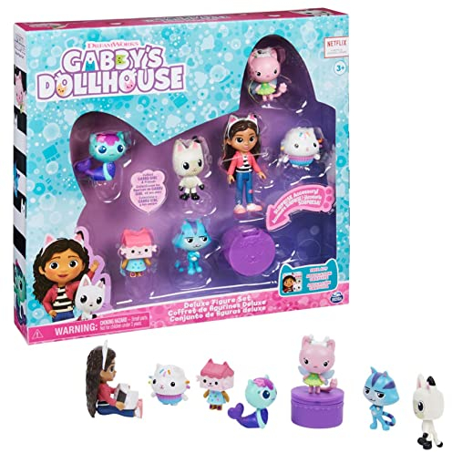 Gabby et la Maison Magique - Gabby Dollhouse - Coffret Cadeau Figurines - 7 Figurines Et 1 Accessoire Surprise - Dessin Animé Jouet Maison De Poupée - Jouet Enfant 3 Ans Et +
