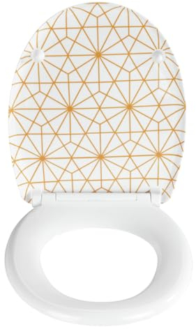 WENKO WC-Sitz Mod. Vorno Neo hygienischer Toilettendeckel mit Absenkautomatik aus Duroplast und Schnellbefestigung Edelstahl 37 x 46 cm Taupe