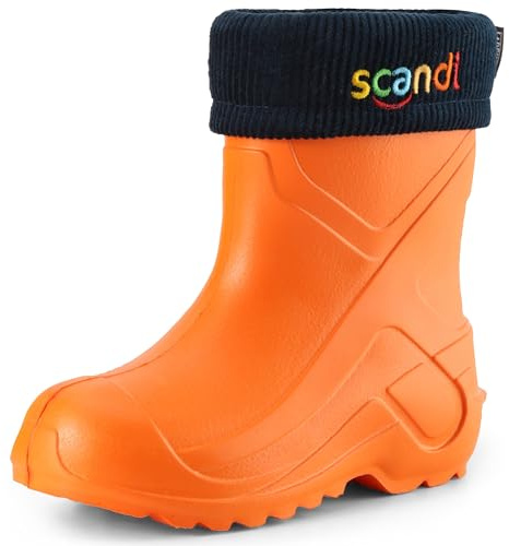 Ladeheid Barn Flick Pojkar lätt som en fjädere EVA Thermo Gummistövlar gefüttert LA-763 (Orange151c/Marinblå, 32 EU)