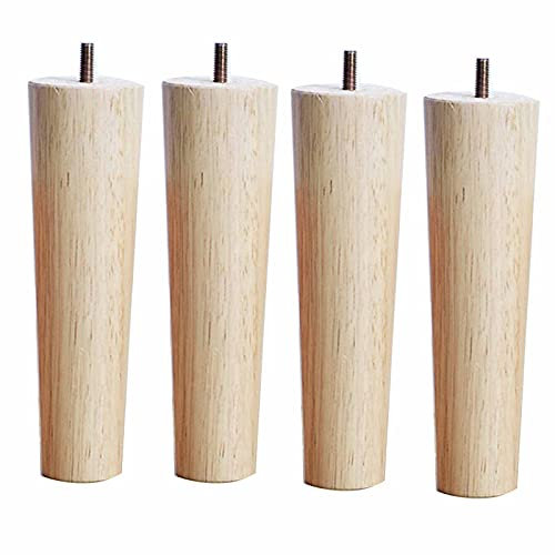4 Pieces Straight Tapered Furniture Legs,Natural Solid Wood Table Legs,M8 Threaded Rod to Install Furniture Legs,Simple and Beautiful Sofa Legs,for Cabinet/Lounge/Chair/Desk (40cm/15.75in)