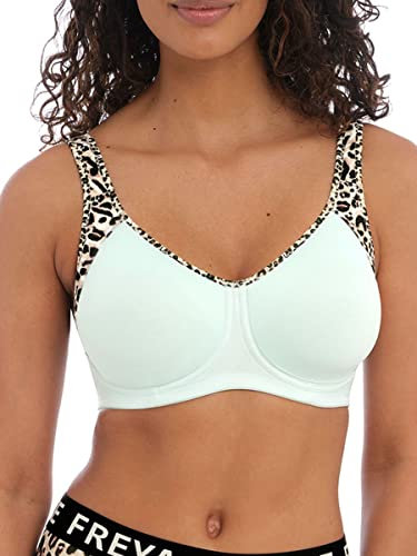 Freya Women's Sonic Underwire Spacer Molded Sports Bra, Opaque, Pure Leopard Aqua, 30E