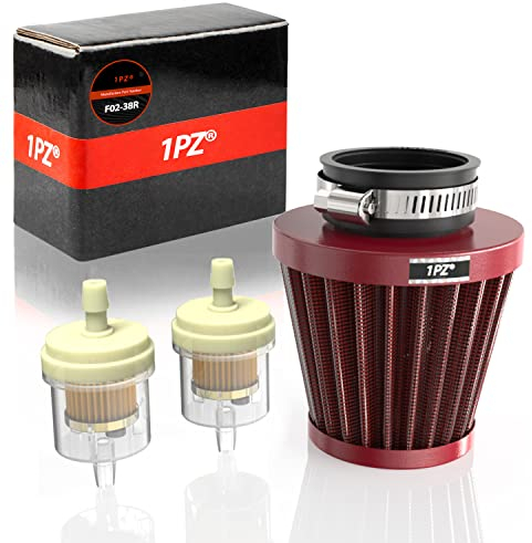 1PZ F02-38R 38mm 39mm 40mm Filtre à air moto universel rouge rond filtre d'air 49cc 50cc 70cc 80cc 90cc 110cc 125cc 150cc 200cc remplacement pour GY6 Scooter ATV Cyclomoteur Quad Dirt Pit Bike Rojo