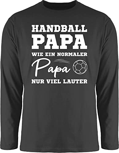 Langarmshirt Herren Langarm Shirt - EM 2026 Trikot Ersatz - Handball Papa wie EIN normaler Papa nur viel lauter weiß - 3XL - Schwarz - Handballer Tshirt hanball halbball Handball. Handball,