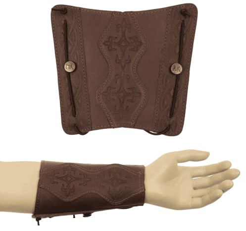 elToro Prime Brea - Flanched Plate - Armschutz aus hochwertigem Leder mit Ornament Zubehör Bogenschießen Pfeil und Bogen (Coffee)