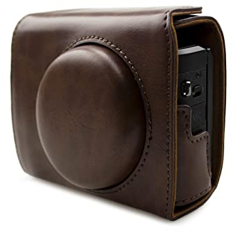 Rieibi G7X II G7X III Hülle - Vintage Leder Kameratasche für Canon PowerShot G7 X Mark II/G7 X Mark III DSLR Kamera - Schutzhülle mit Gurt, coffee, Compact, Kosmetikkoffer