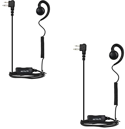Retevis 2 Pin Two Way Radio Headset Compatible with Motorola CP040/CP140 | Button Control Retractable Coil Earpiece Compatible with Motorola DP1400 GP68 GP300 CT150 Hytera PD405 PD505 TC620 XT420