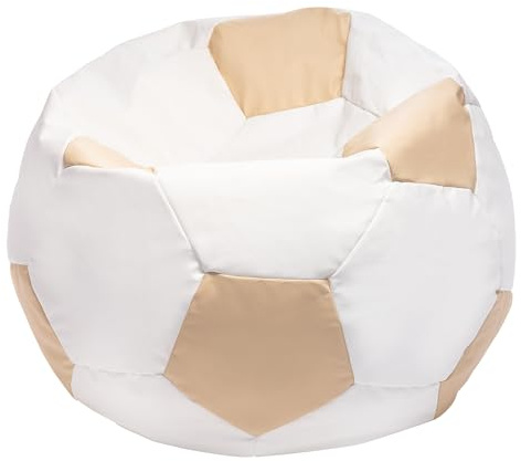 Ecopuf Football Sack XL - Durable material pad - Ideal for Football Fans - Pouf Living Room - Velvet Puff Sack for Gaming Chair - 105x80 cm - Ivory E2