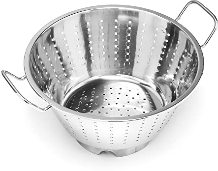 Forgast Grande passoire avec poignées | Acier inoxydable | Diamètre supérieur 36 cm | Construction massive et durable | Bords roulés | Base avec trous | Facile à nettoyer | Lavable au lave-vaisselle