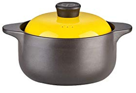 NMNMNM Zuppiera con Coperchio a Doppio Manico in Pura Ceramica con Fuoco Aperto Piatto Rotondo in Ceramica Nera Casseruola/pentola di Argilla/pentola di Terracotta/pentole in Ceramica con Coperchio
