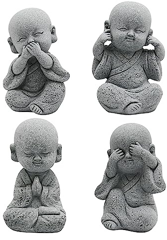 VIKKSAER Bonita Estatua de Buda bebé, esculturas sonrientes de Arenisca para decoración del hogar, Figura de monjes, Delicada Buda, Regalos culturales y creativos, Adornos de muñecas para el hogar