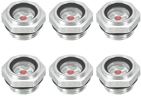 PATIKIL Aria Compressore Olio Mirino Vetro, 6pz G 1/2 Filetto Maschio Alluminio Lega Olio Liquido Livello Indicatore Aria Compressore Parti con O-ring