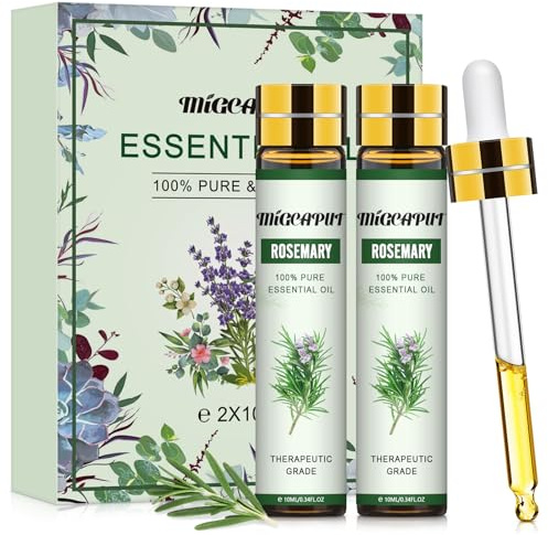 MIGCAPUT Rosmarin Eterisk Olja Set 2 x 10ML, 100% Ren Naturlig Terapeutisk Kvalitet Aromaterapi Eteriska Oljor, Aroma Doftoljor för Luftfuktare Diffusor, SPA, Massage, Sömn, Tvål