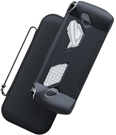 Skull & Co. GripCase Ally Bundle for ROG Ally: A Soft Protective Case with Textured Grips Full Protection and Stand, Shock-Absorption Non-Slip and Anti-Scratch Cover Design (with Carrying Case)- Black
