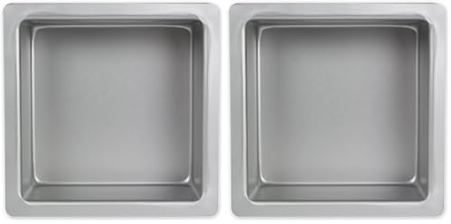 PME SQR063 Anodised Aluminium Square Cake Pan 6 x 6 x 3-Inch Deep, Silver (Pack of 2)