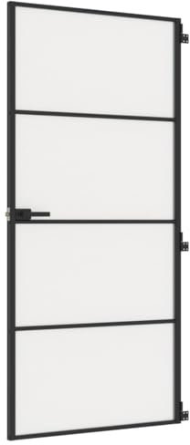 vidaXL Interior Door Slim Black 93x201,5 cm Tempered Glass and Aluminium